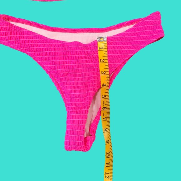 💗 SHEIN Hot Pink Smocked High-Waisted Bikini Set – Size M - Picture 6 of 7